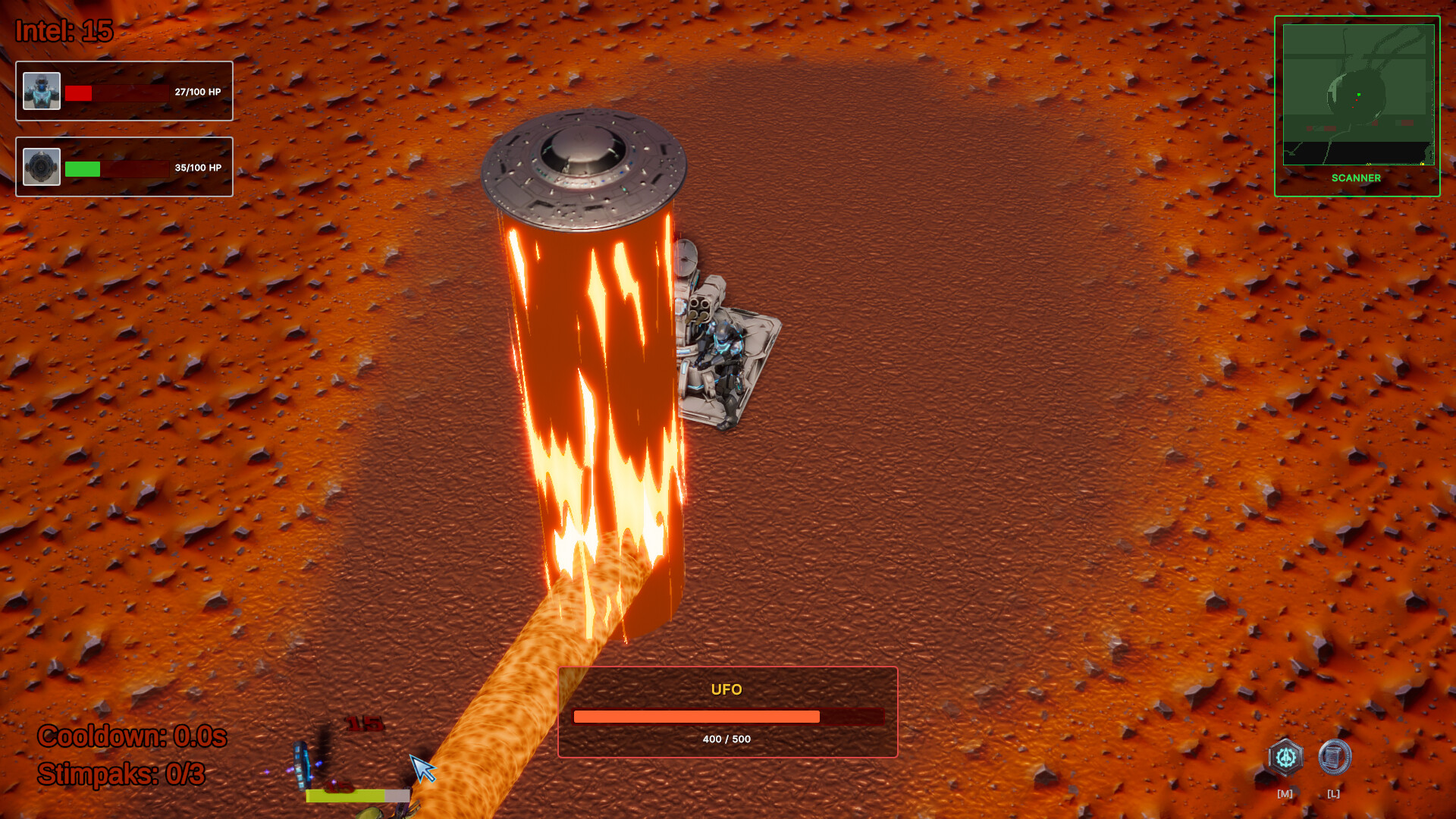 Void Sanction player confronting a towering alien machine